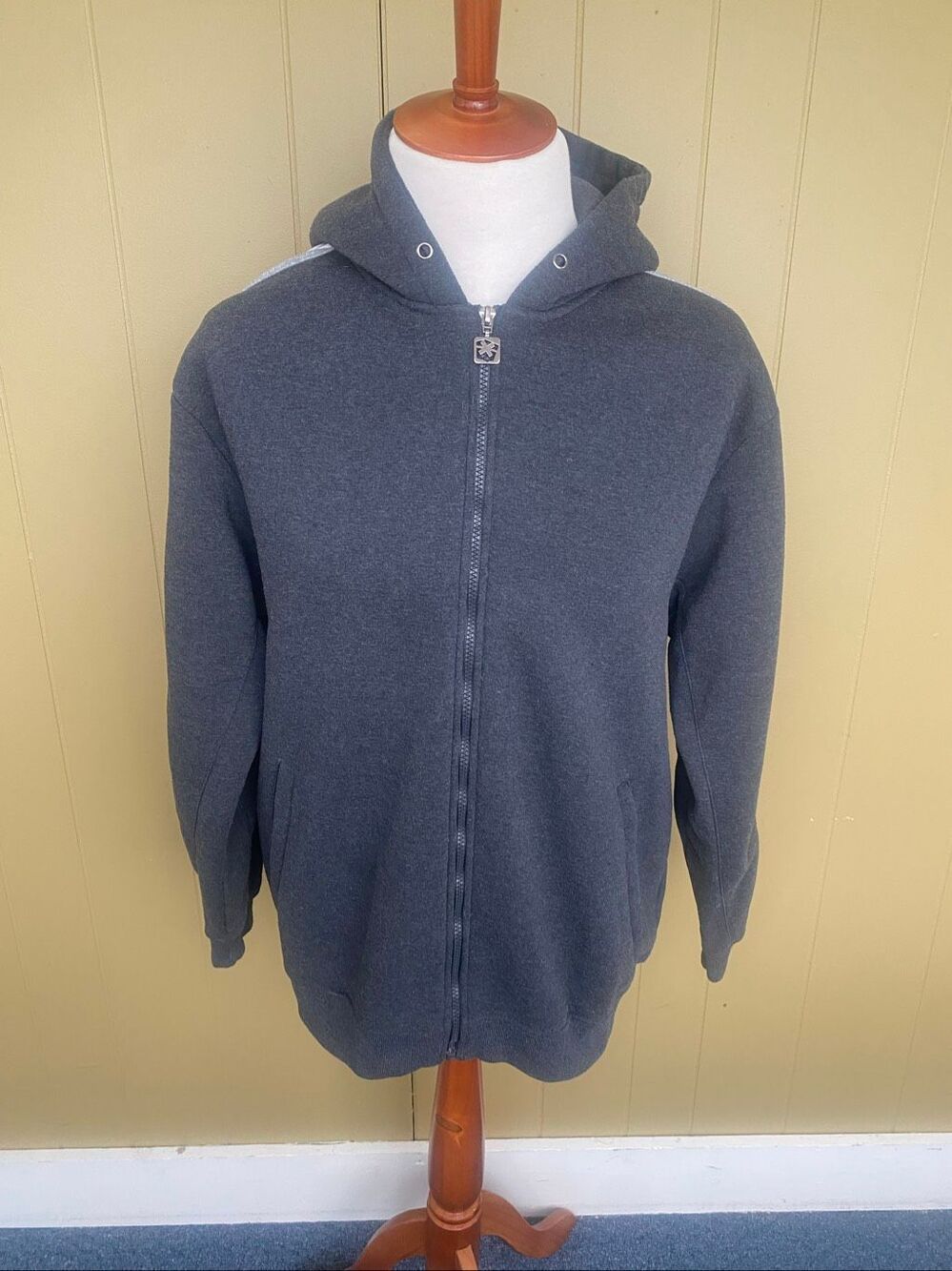 NBN Gear men XL full zip cotton blend hooded jacket  with side sleeve stripe